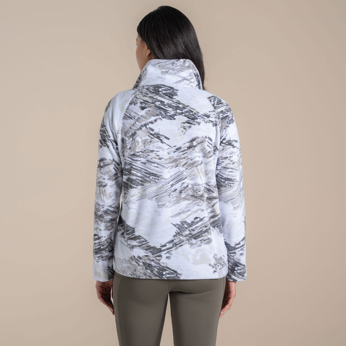 Craghoppers Women's Annjela Half Zip Fleece | Optic White Print Clothing Craghoppers