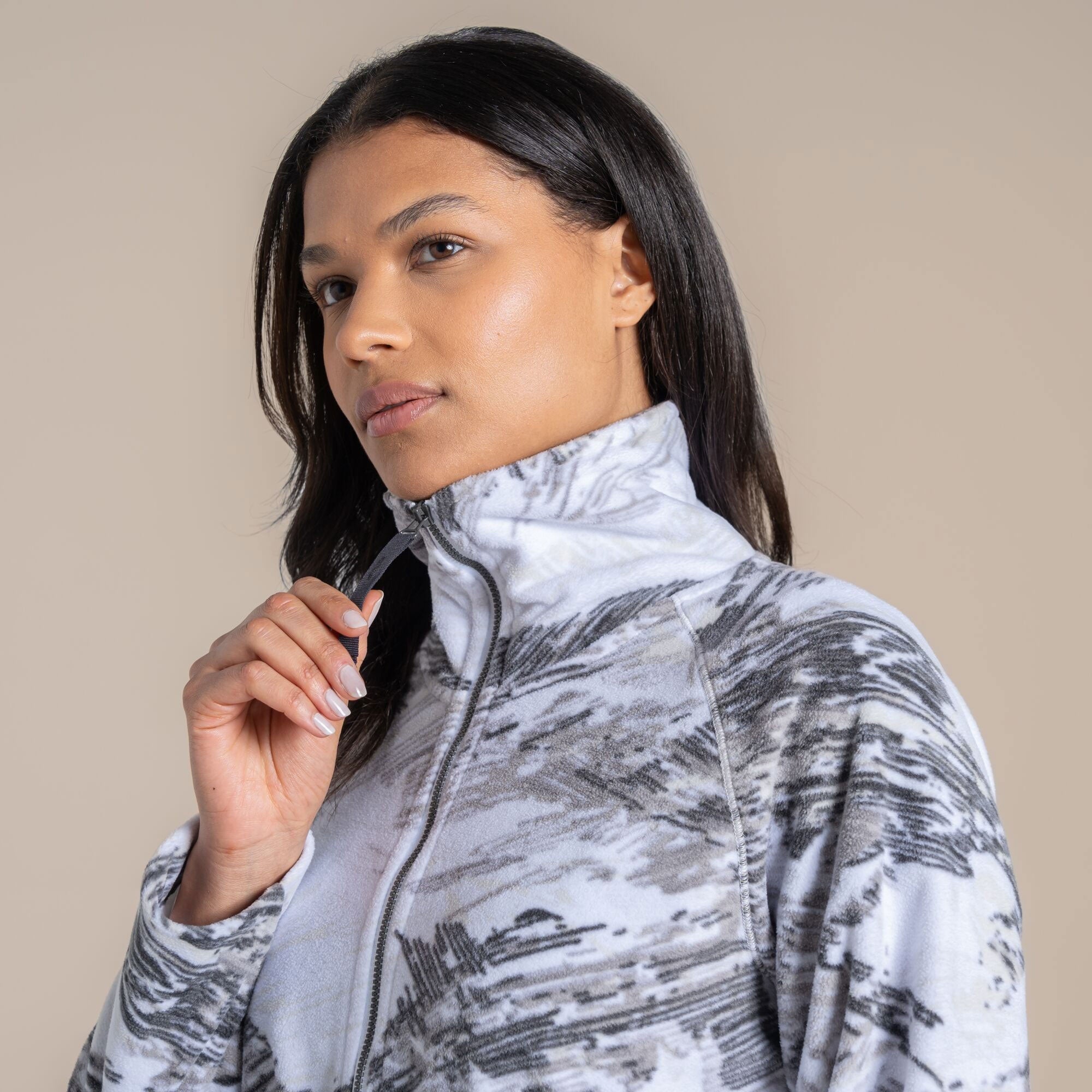 Craghoppers Women's Annjela Half Zip Fleece | Optic White Print Clothing Craghoppers