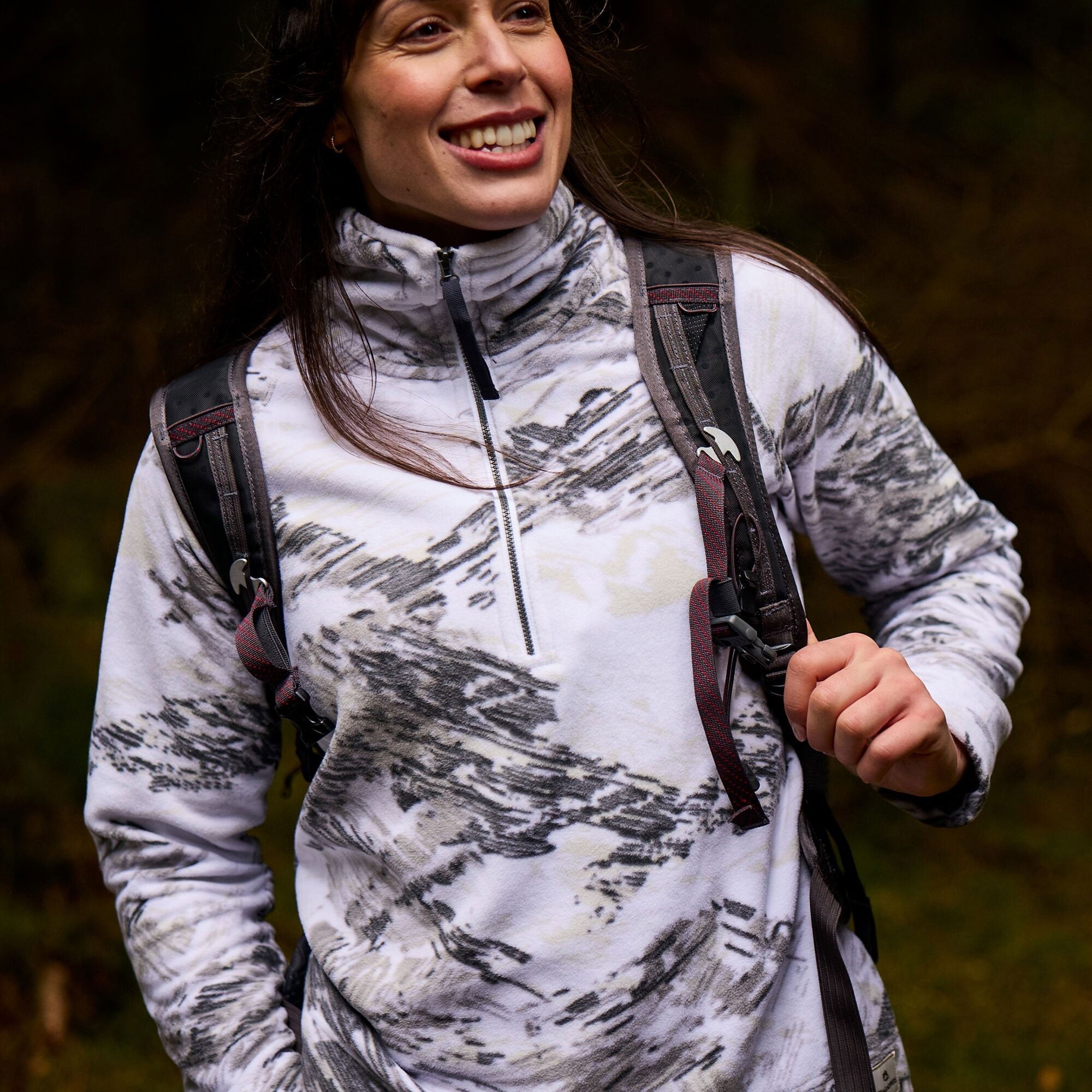 Craghoppers Women's Annjela Half Zip Fleece | Optic White Print Clothing Craghoppers
