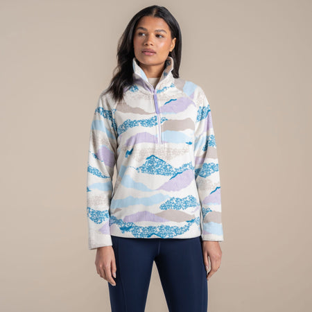 Craghoppers Women's Annjela Half Zip Fleece | Ecru Print Clothing Craghoppers