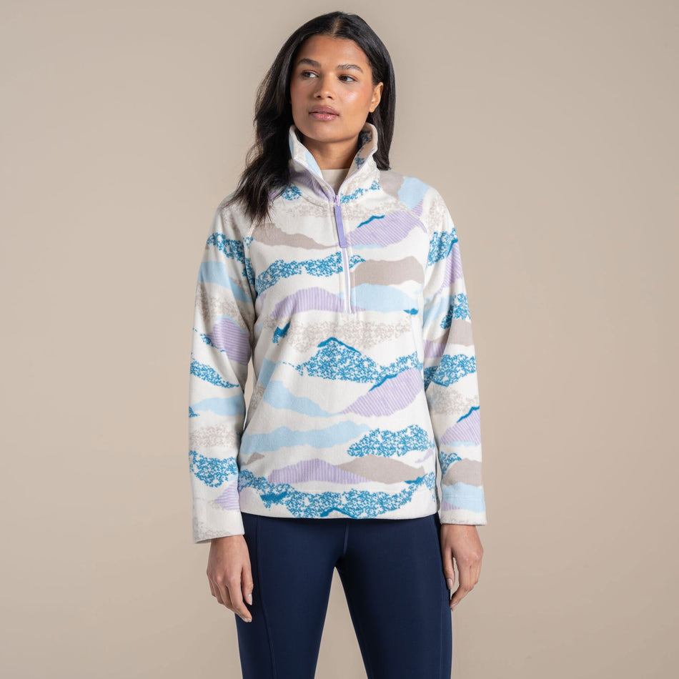 Craghoppers Women's Annjela Half Zip Fleece | Ecru Print Clothing Craghoppers