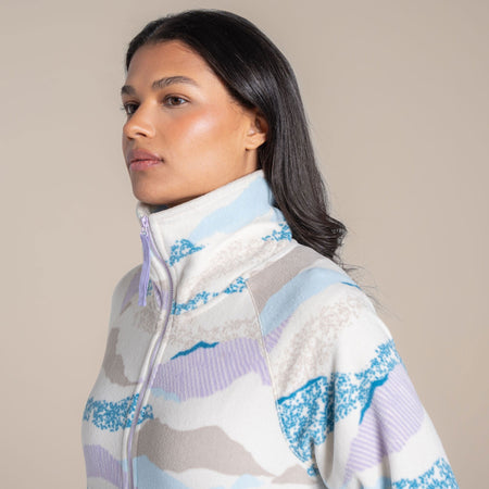 Craghoppers Women's Annjela Half Zip Fleece | Ecru Print Clothing Craghoppers