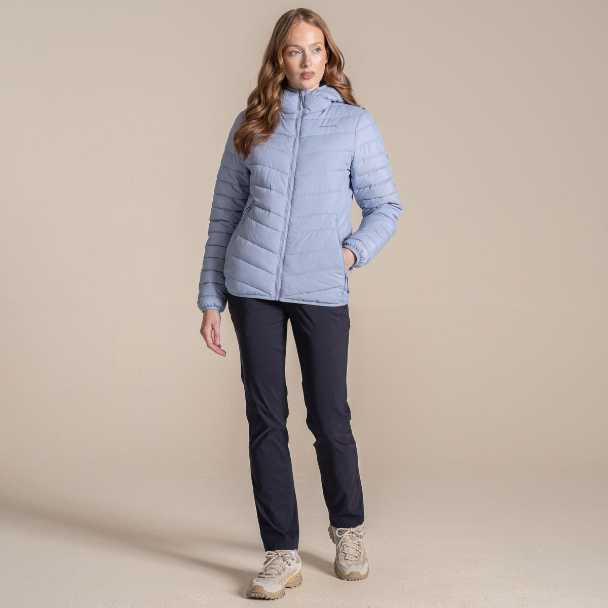 Craghoppers Women's Compresslite IX Hooded Insulating Jacket | Mist Blue Clothing Craghoppers