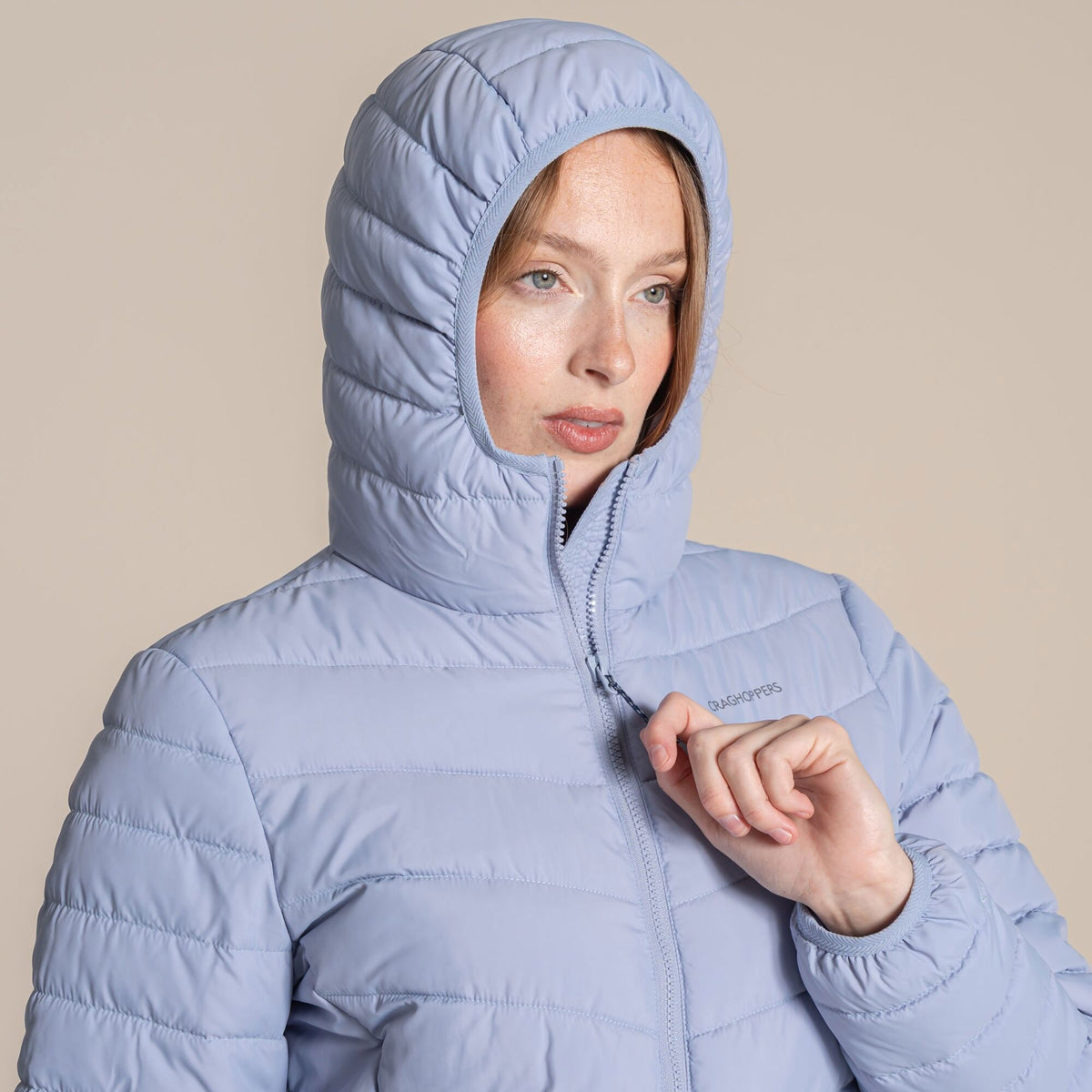 Craghoppers Women's Compresslite IX Hooded Insulating Jacket | Mist Blue Clothing Craghoppers
