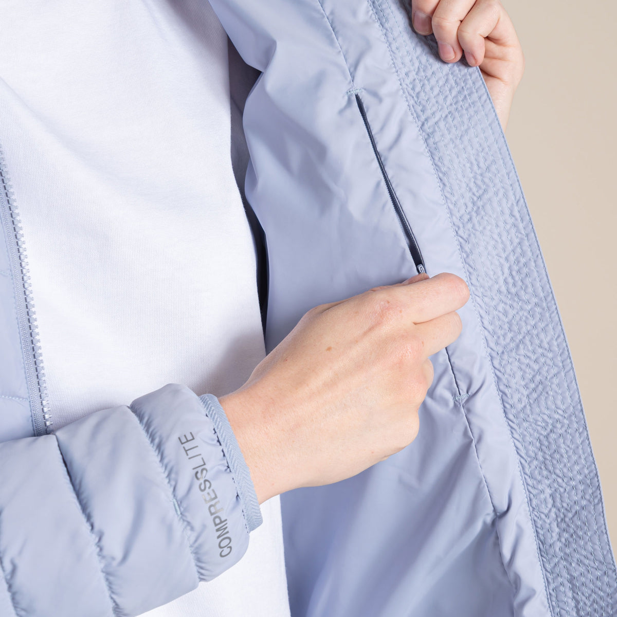 Craghoppers Women's Compresslite IX Hooded Insulating Jacket | Mist Blue Clothing Craghoppers