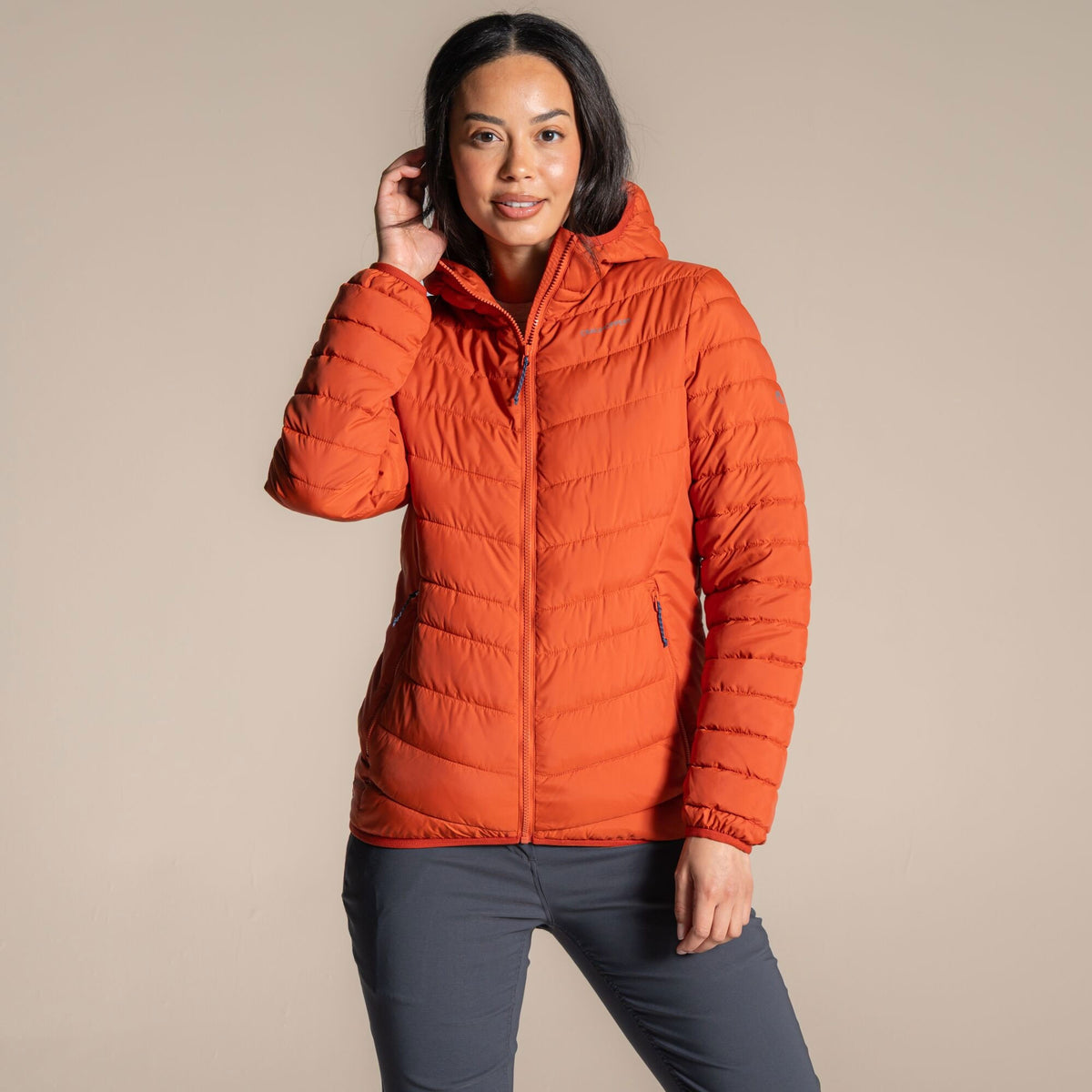 Craghoppers Women's Compresslite IX Hooded Insulating Jacket | Carnelian Orange Clothing Craghoppers