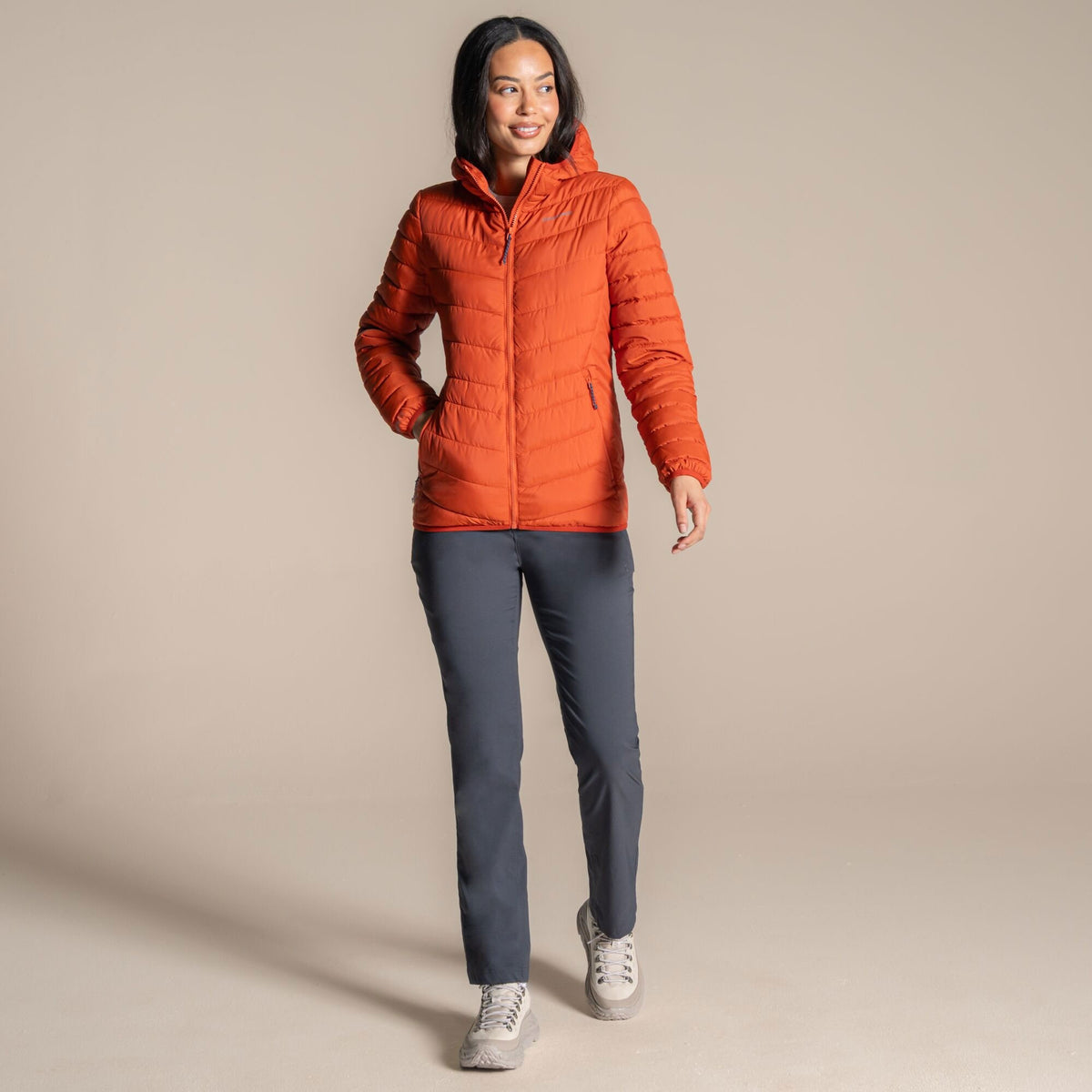 Craghoppers Women's Compresslite IX Hooded Insulating Jacket | Carnelian Orange Clothing Craghoppers