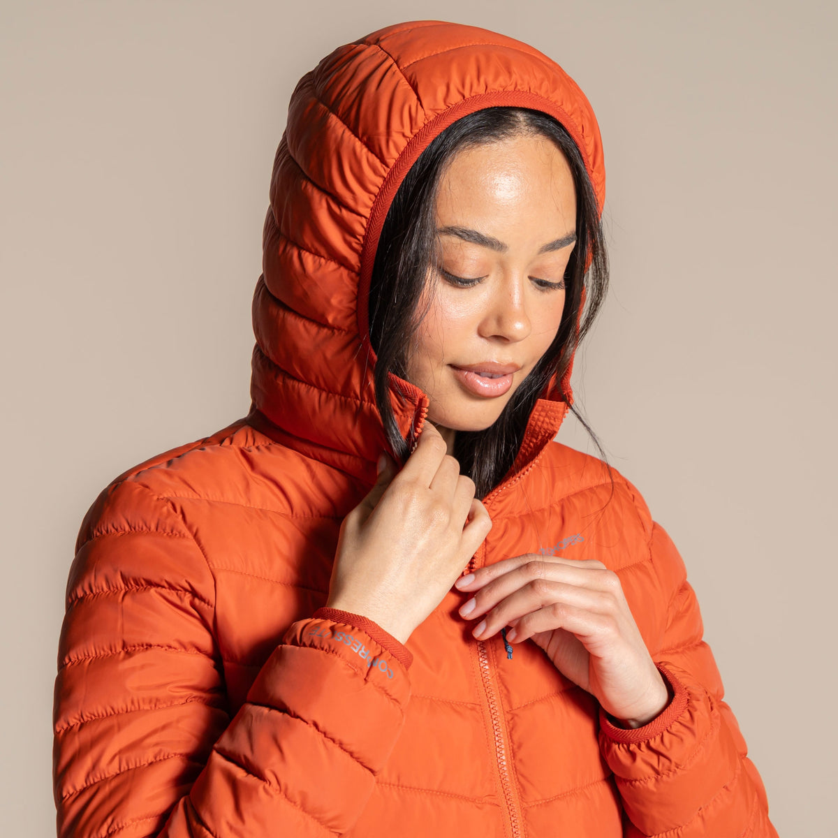 Craghoppers Women's Compresslite IX Hooded Insulating Jacket | Carnelian Orange Clothing Craghoppers