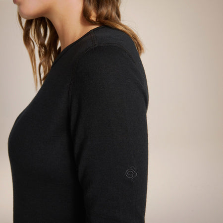 Craghoppers Women's Merino Crew Neck Long Sleeved Baselayer II | Black Clothing Craghoppers