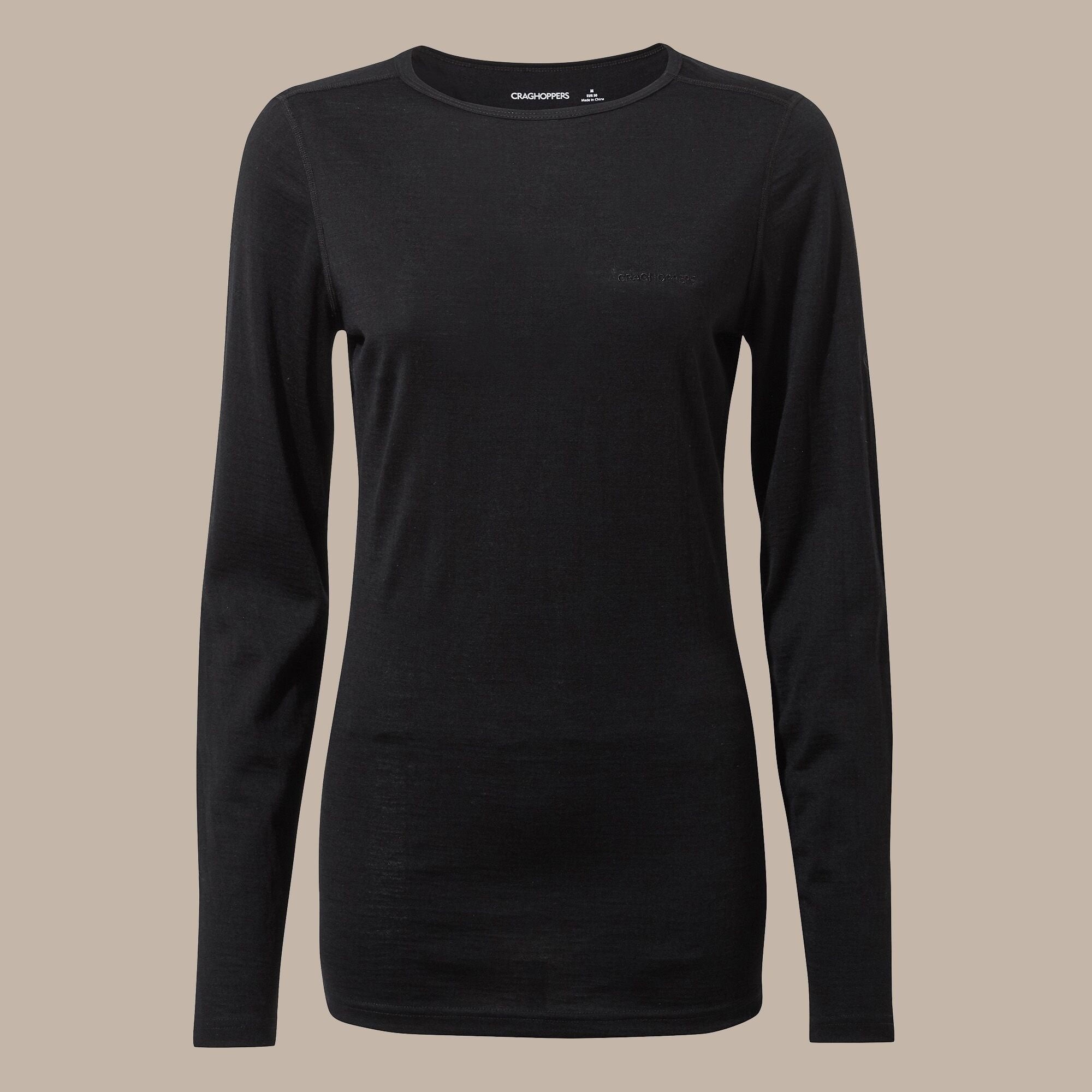 Craghoppers Women's Merino Crew Neck Long Sleeved Baselayer II | Black Clothing Craghoppers