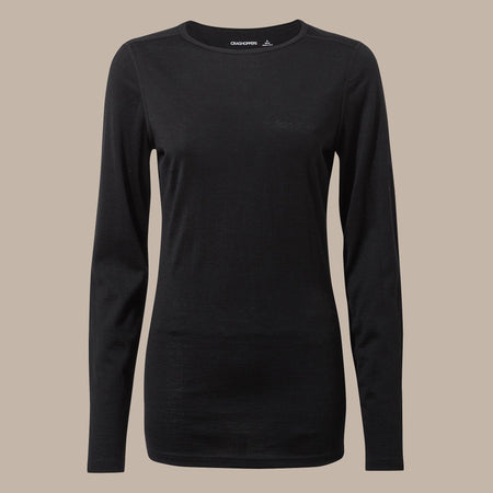 Craghoppers Women's Merino Crew Neck Long Sleeved Baselayer II | Black Clothing Craghoppers