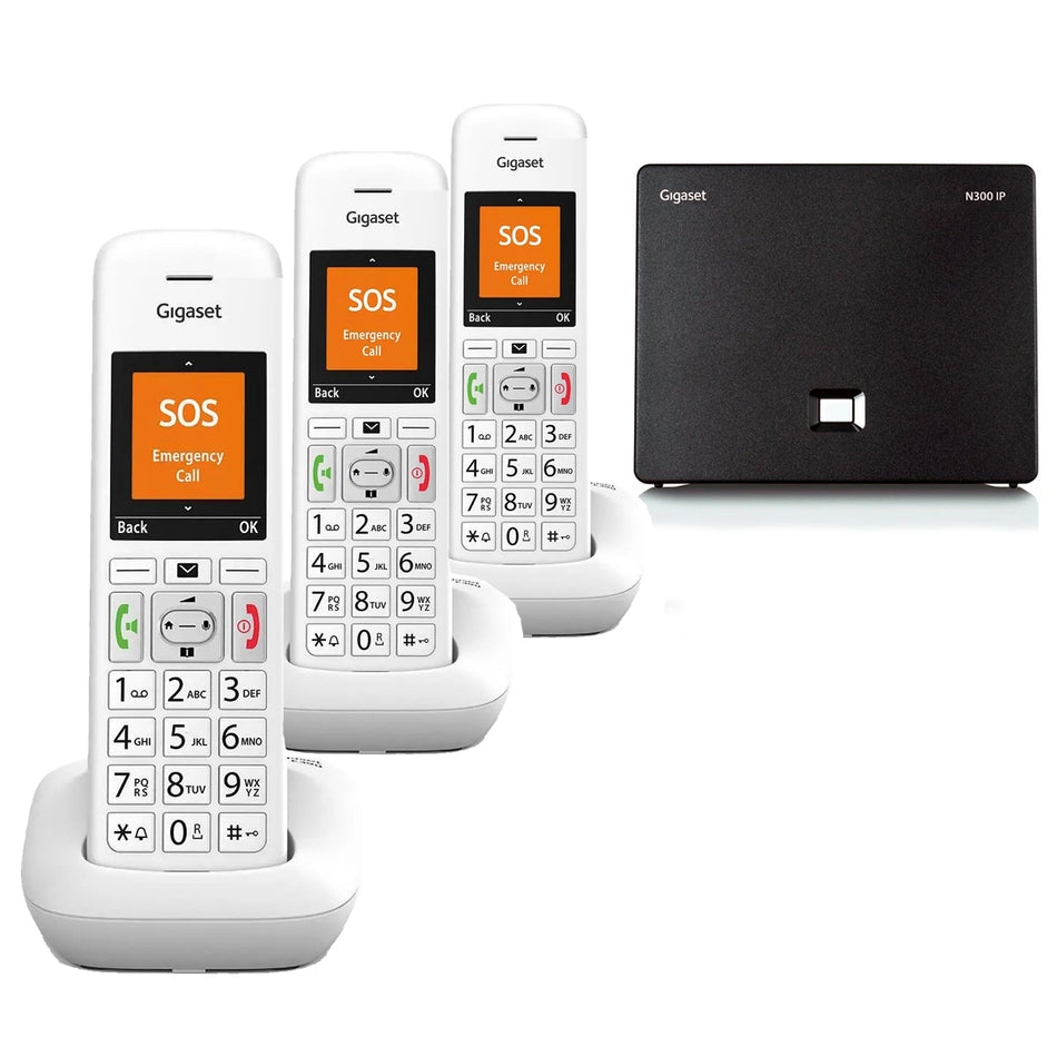 Gigaset E390A Premium VoIP Phone, Trio Handset Landline Phones Gigaset   
