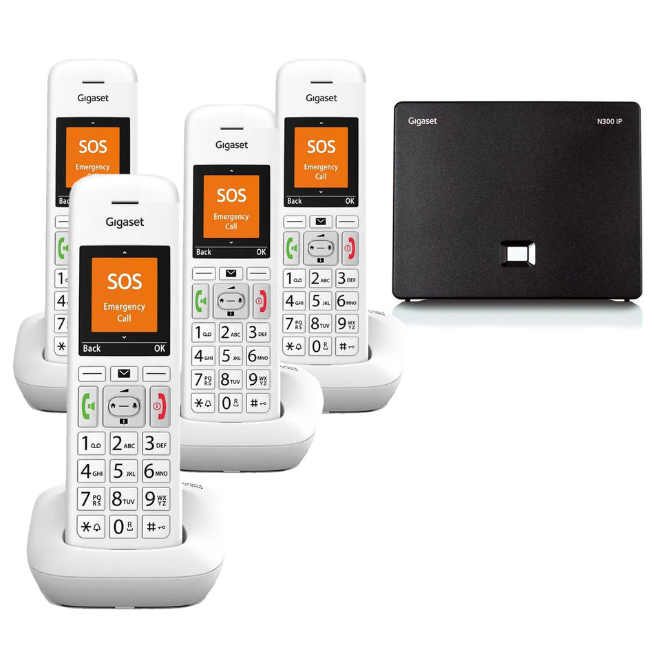 Gigaset E390A Premium VoIP Phone, Quad Handset Landline Phones Gigaset   