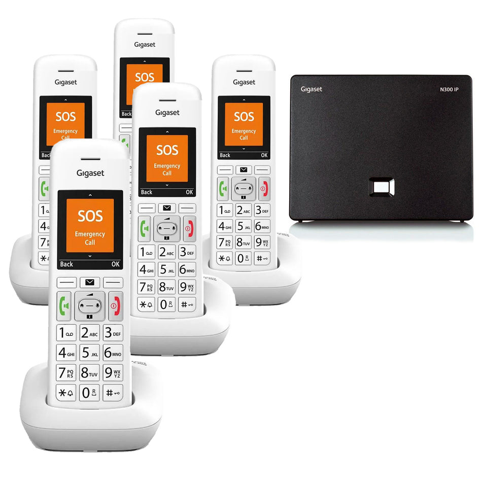 Gigaset E390A Premium VoIP Phone, Five Handset Landline Phones Gigaset   
