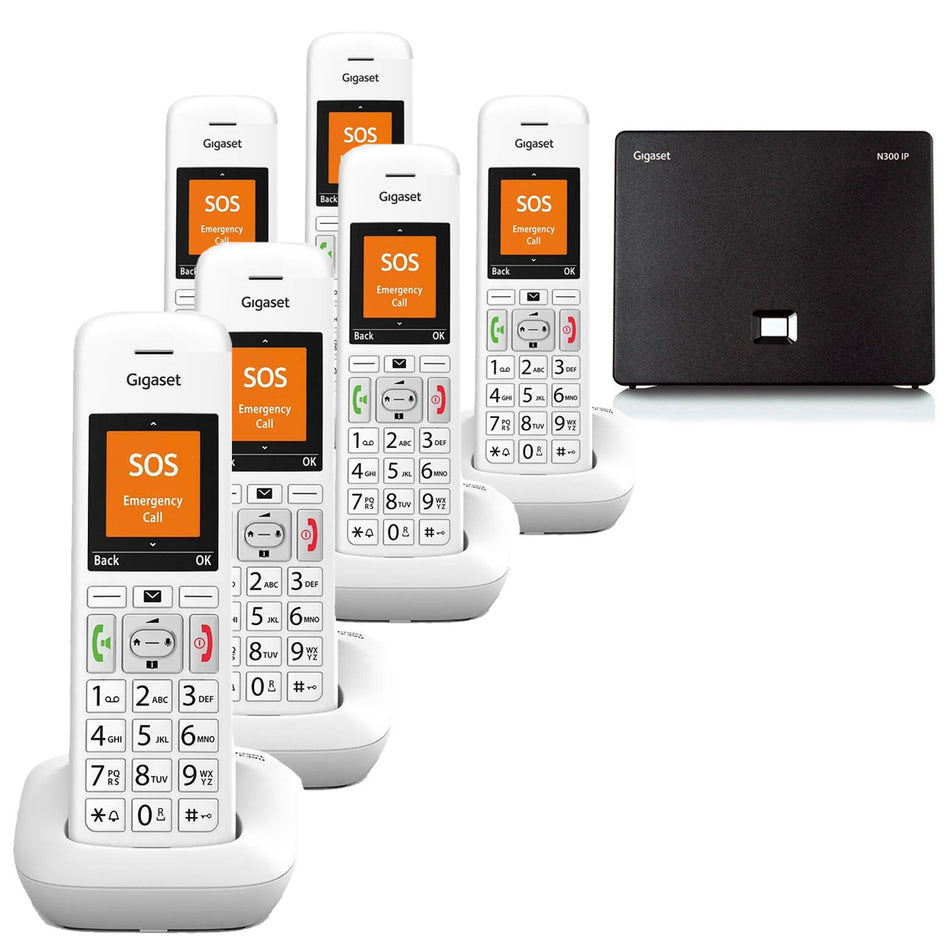 Gigaset E390A Premium VoIP Phone, Six Handset Landline Phones Gigaset   