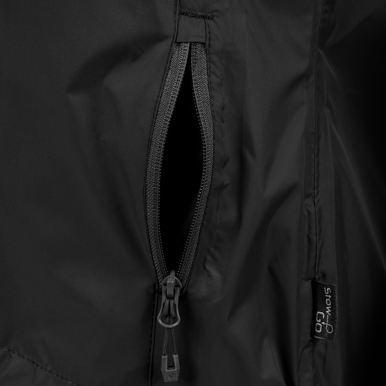 Highlander Men's Stow & Go Pack Away Waterproof Jacket | Black Clothing Highlander
