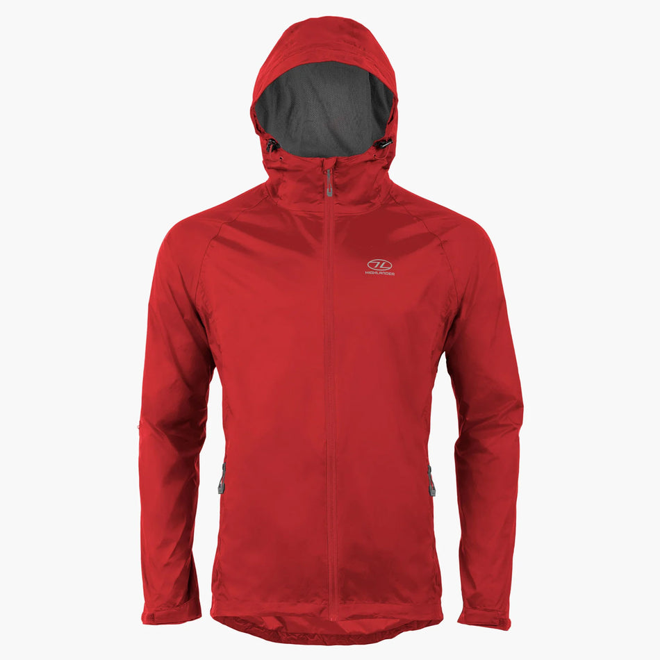 Highlander Men's Stow & Go Pack Away Waterproof Jacket | Red Clothing Highlander