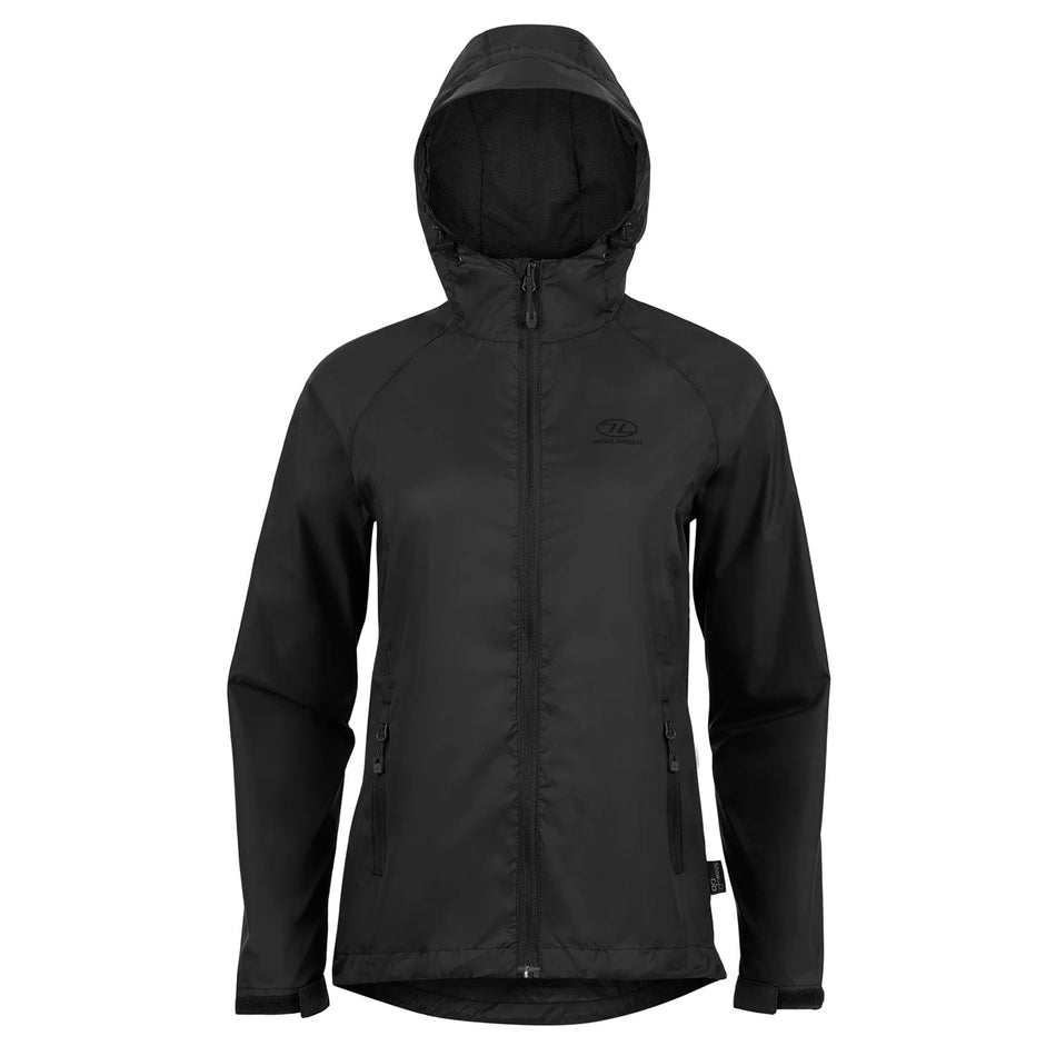 Highlander Women's Stow & Go Pack Away Waterproof Jacket | Black Clothing Highlander