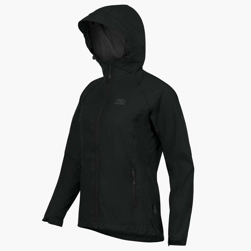 Highlander Women's Stow & Go Pack Away Waterproof Jacket | Black Clothing Highlander