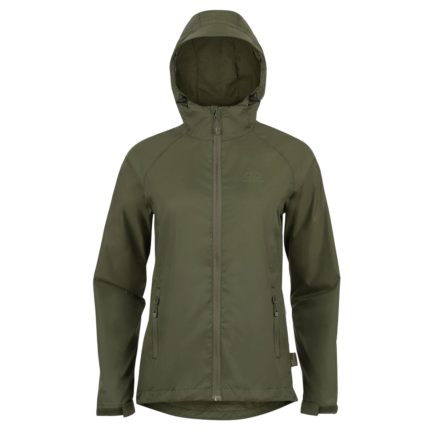 Highlander Women's Stow & Go Pack Away Waterproof Jacket | Olive Green Clothing Highlander
