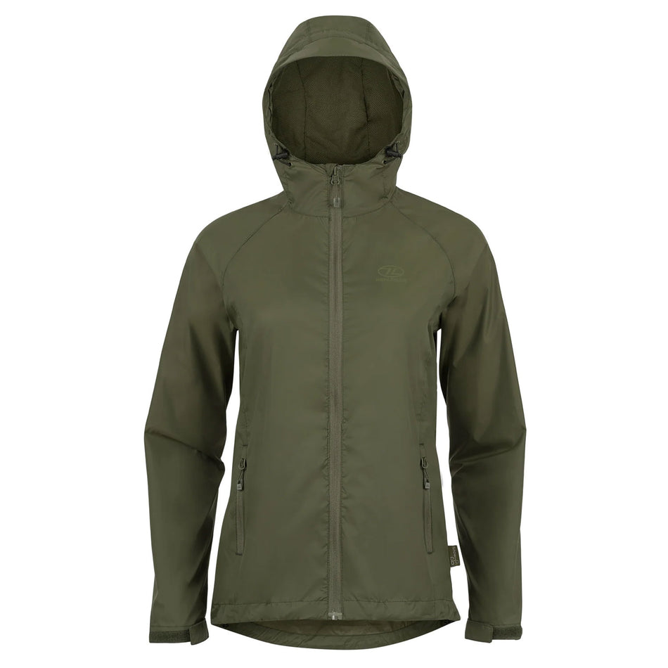 Highlander Women's Stow & Go Pack Away Waterproof Jacket | Olive Green Clothing Highlander