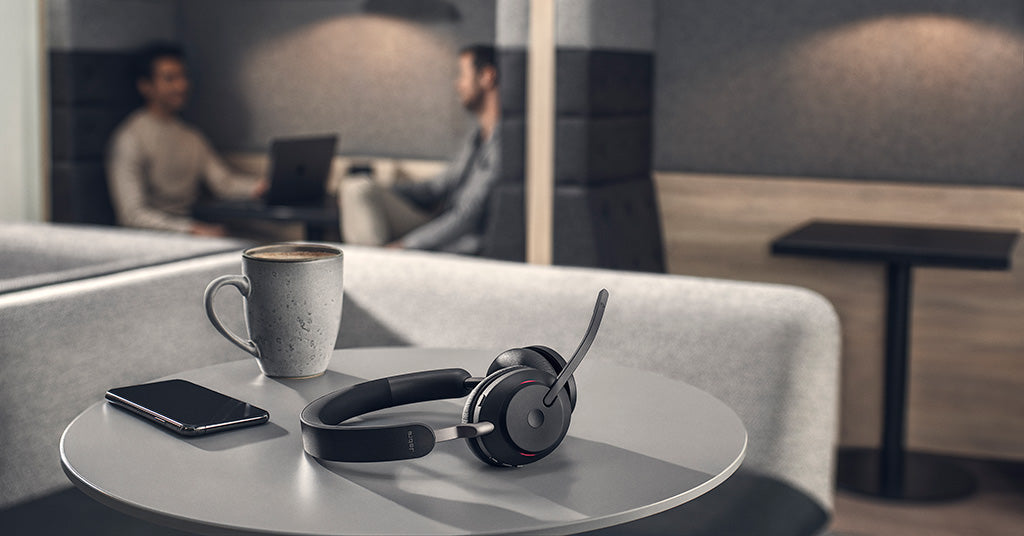 Jabra Evolve2 65 Headset on Coffee Table