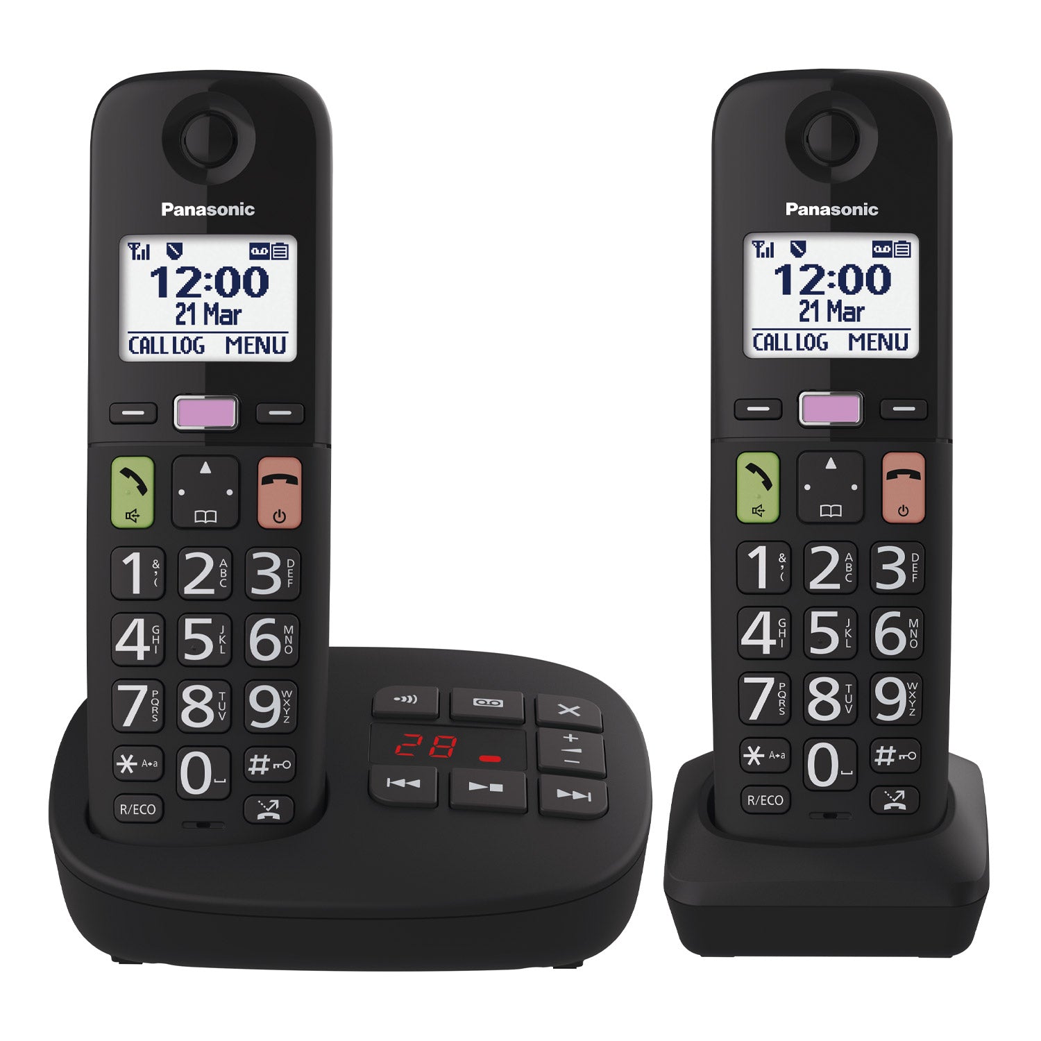 Panasonic KX-TGU132EB Big Button Cordless Phones, Twin Handsets Landline Phones Panasonic   