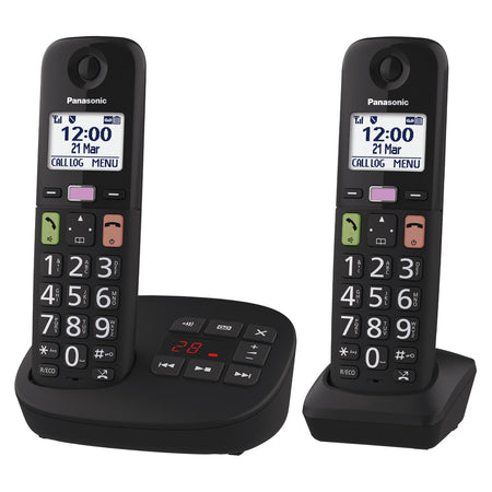 Panasonic KX-TGU132EB Big Button Cordless Phones, Twin Handsets Landline Phones Panasonic   