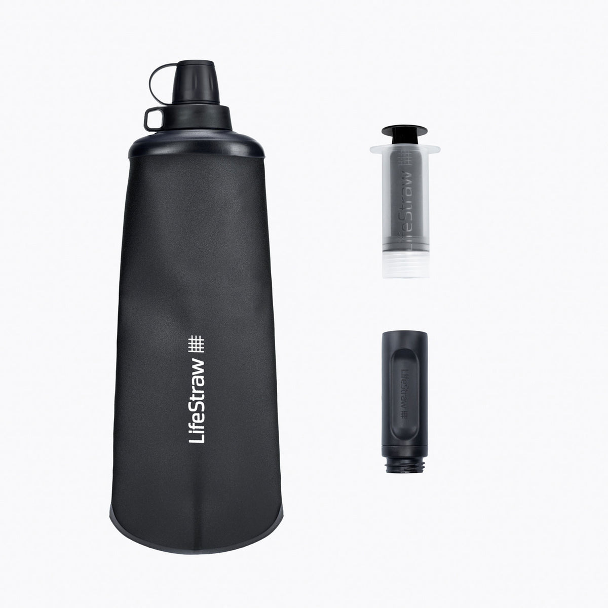 LifeStraw Peak Series Collapsible Squeeze Bottle 1L - Dark Grey Water Bottle Lifestraw
