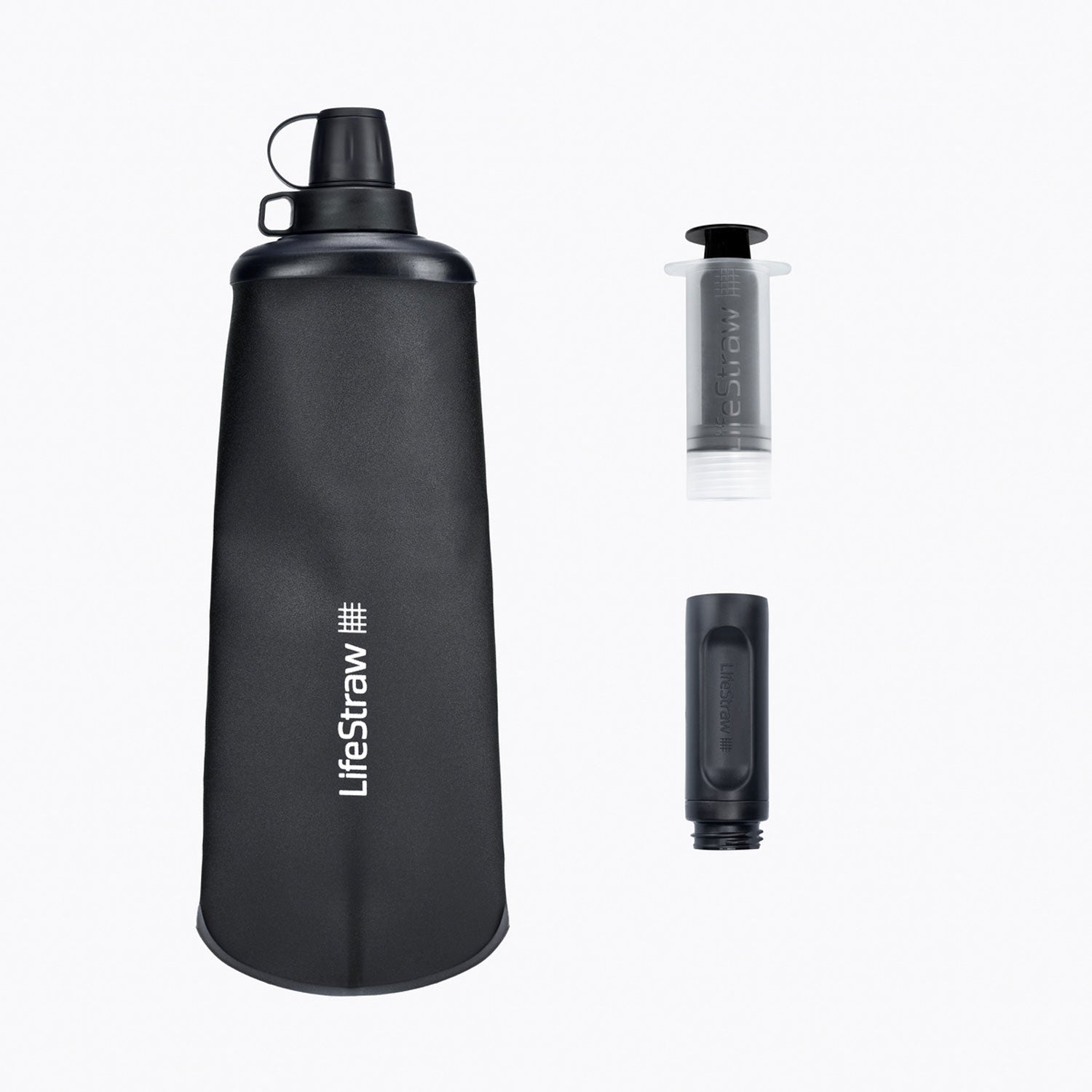 LifeStraw Peak Series Collapsible Squeeze Bottle 1L - Dark Grey Water Bottle Lifestraw