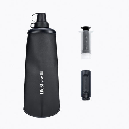 LifeStraw Peak Series Collapsible Squeeze Bottle 1L - Dark Grey Water Bottle Lifestraw