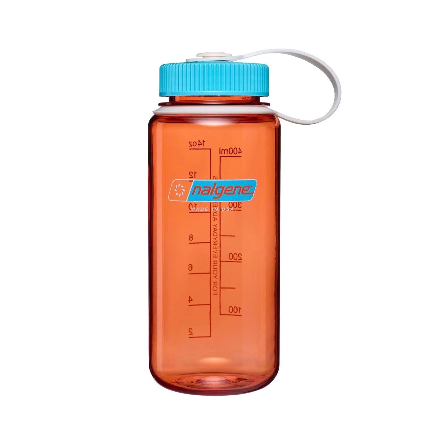 Nalgene Wide Mouth 500ml Tritan Renew Water Bottle - Flame - Blue Atoll Cap Water Bottle Nalgene