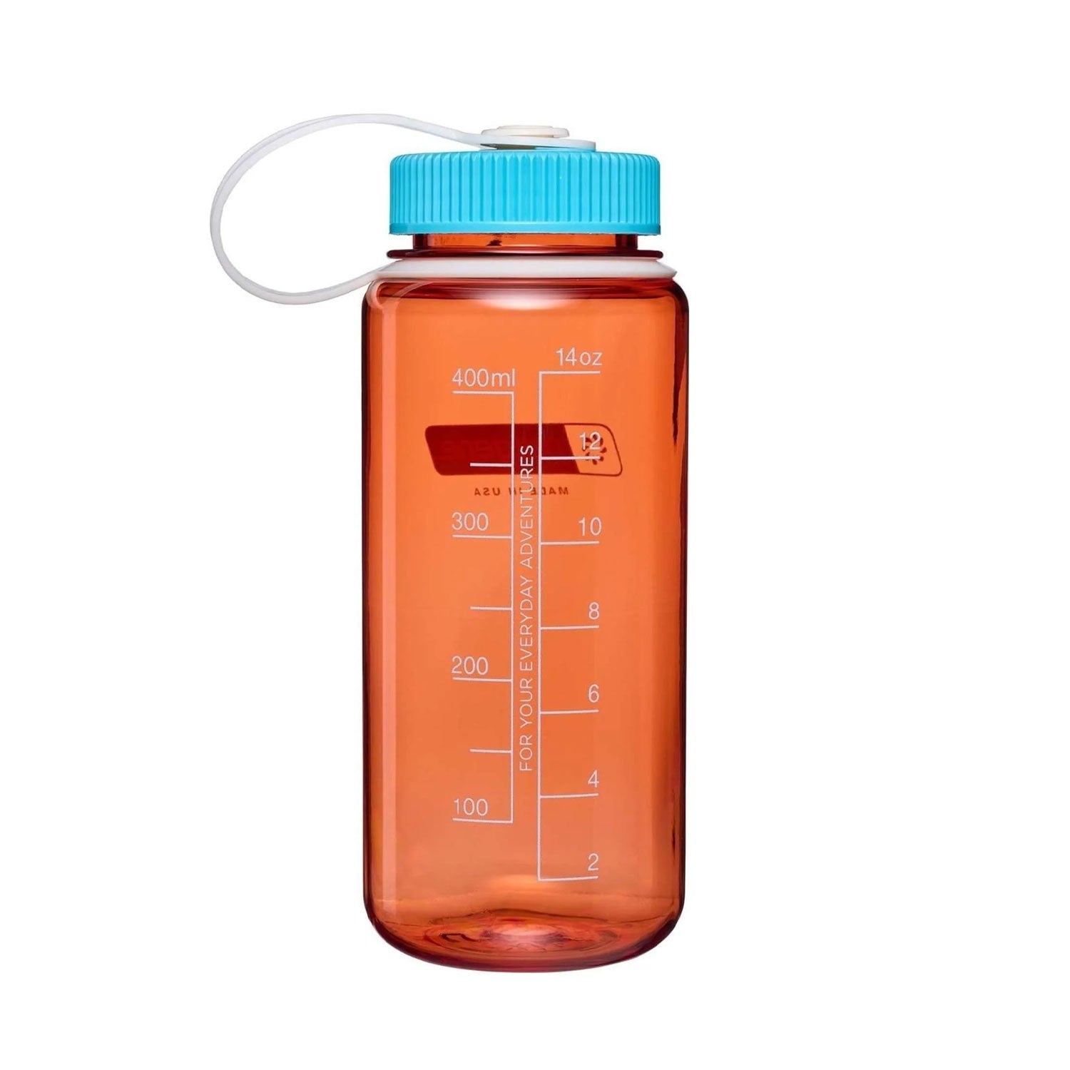 Nalgene Wide Mouth 500ml Tritan Renew Water Bottle - Flame - Blue Atoll Cap Water Bottle Nalgene