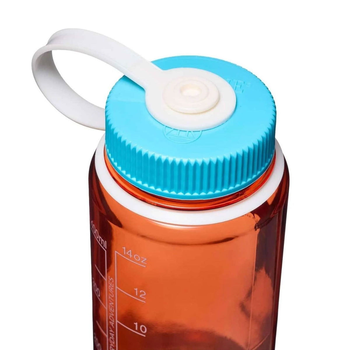 Nalgene Wide Mouth 500ml Tritan Renew Water Bottle - Flame - Blue Atoll Cap Water Bottle Nalgene