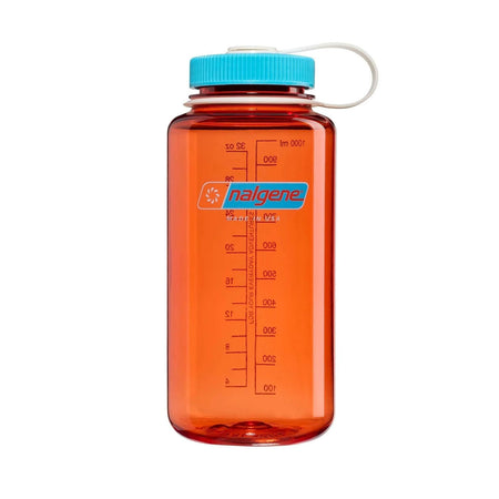 Nalgene Wide Mouth 1L Tritan Renew Water Bottle - Flame - Blue Atoll Cap Water Bottle Nalgene