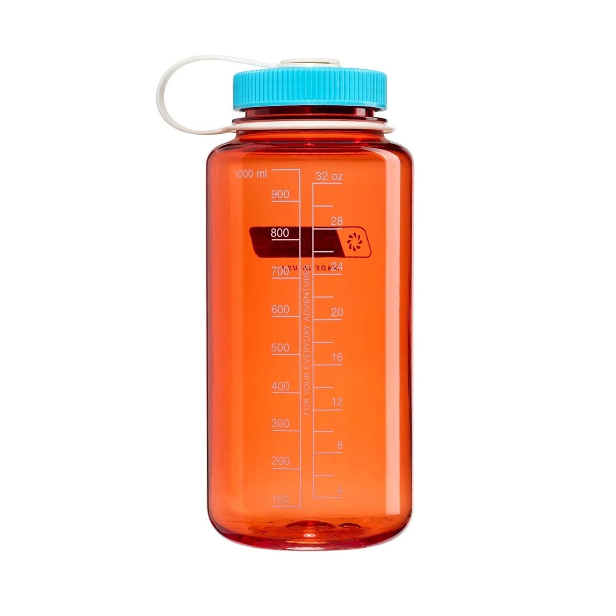 Nalgene Wide Mouth 1L Tritan Renew Water Bottle - Flame - Blue Atoll Cap Water Bottle Nalgene