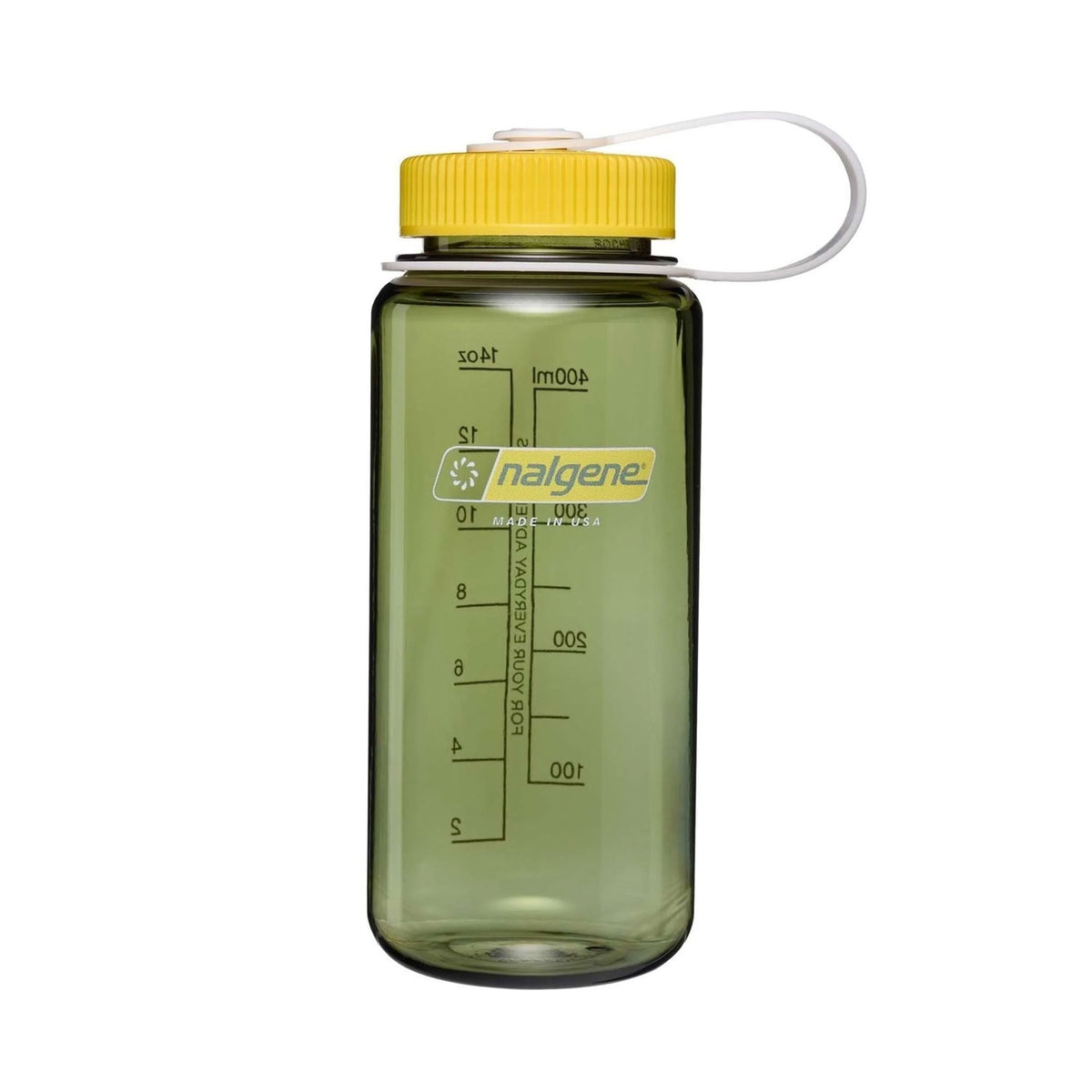 Nalgene Wide Mouth 500ml Tritan Renew Water Bottle - Oil Green - Freesia Cap Water Bottle Nalgene