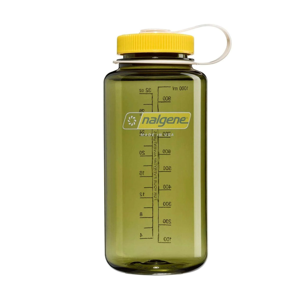 Nalgene Wide Mouth 1L Tritan Renew Water Bottle - Oil Green - Freesia Cap Water Bottle Nalgene