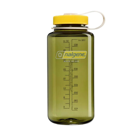 Nalgene Wide Mouth 1L Tritan Renew Water Bottle - Oil Green - Freesia Cap Water Bottle Nalgene