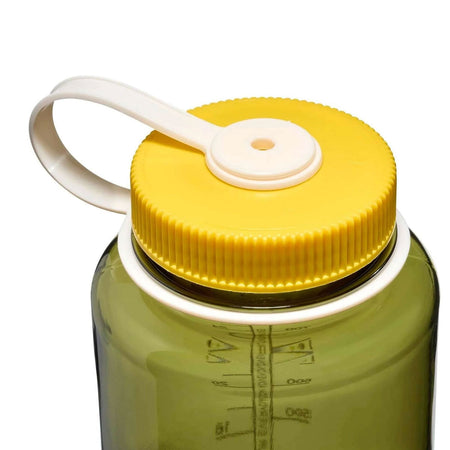 Nalgene Wide Mouth 1L Tritan Renew Water Bottle - Oil Green - Freesia Cap Water Bottle Nalgene
