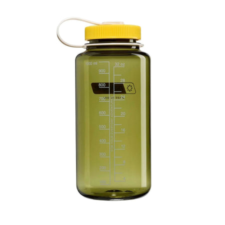 Nalgene Wide Mouth 1L Tritan Renew Water Bottle - Oil Green - Freesia Cap Water Bottle Nalgene