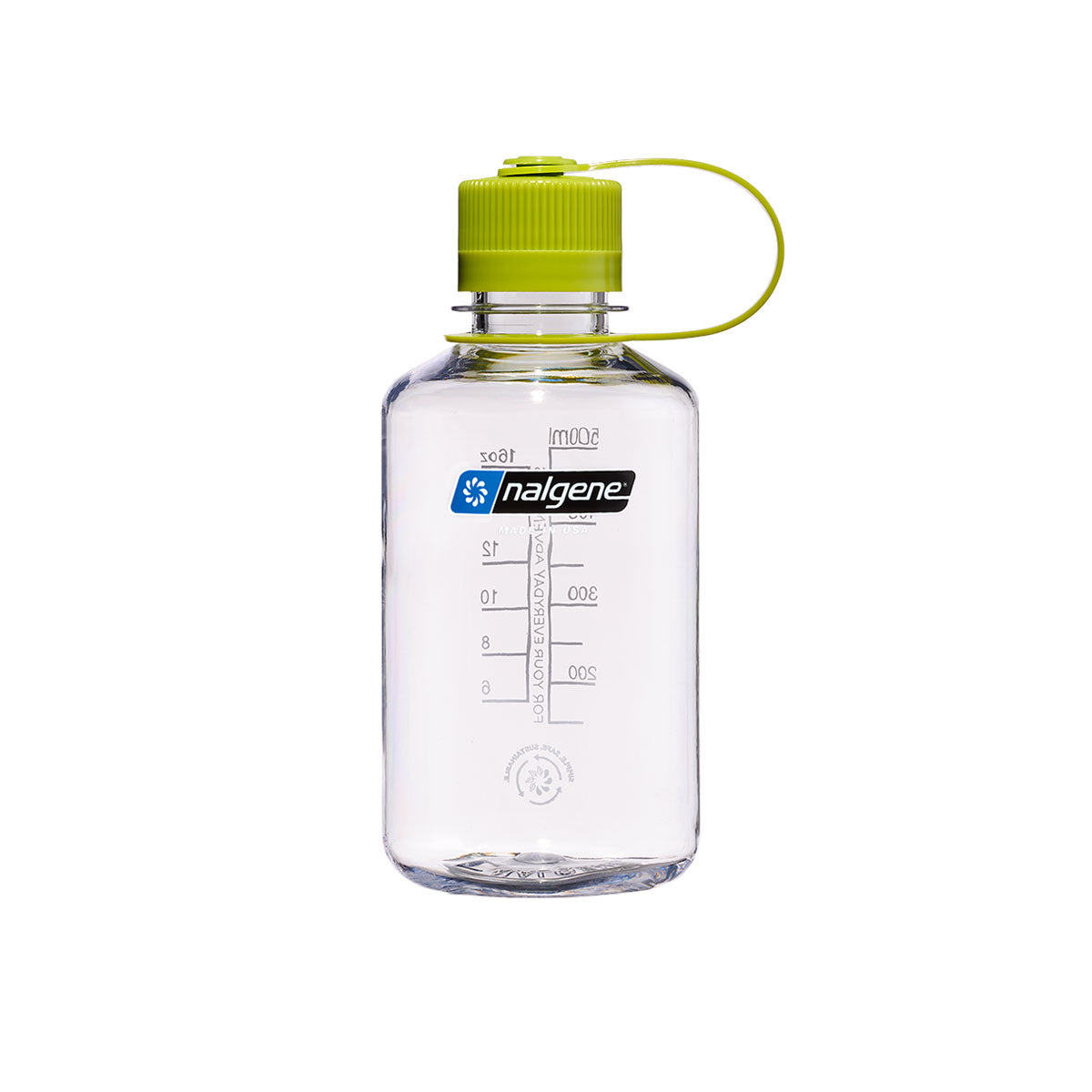 Nalgene Narrow Mouth 500ml Tritan Sustain Water Bottle - Clear (Green Cap) Water Bottle Nalgene