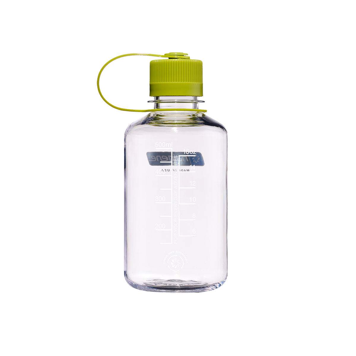 Nalgene Narrow Mouth 500ml Tritan Sustain Water Bottle - Clear (Green Cap) Water Bottle Nalgene