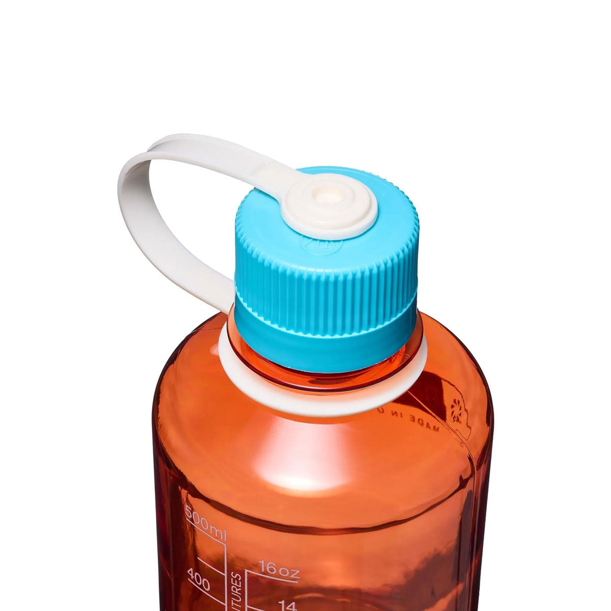 Nalgene Narrow Mouth 500ml Tritan Renew Water Bottle - Flame - Blue Atoll Cap Water Bottle Nalgene