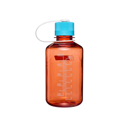 Nalgene Narrow Mouth 500ml Tritan Renew Water Bottle - Flame - Blue Atoll Cap Water Bottle Nalgene