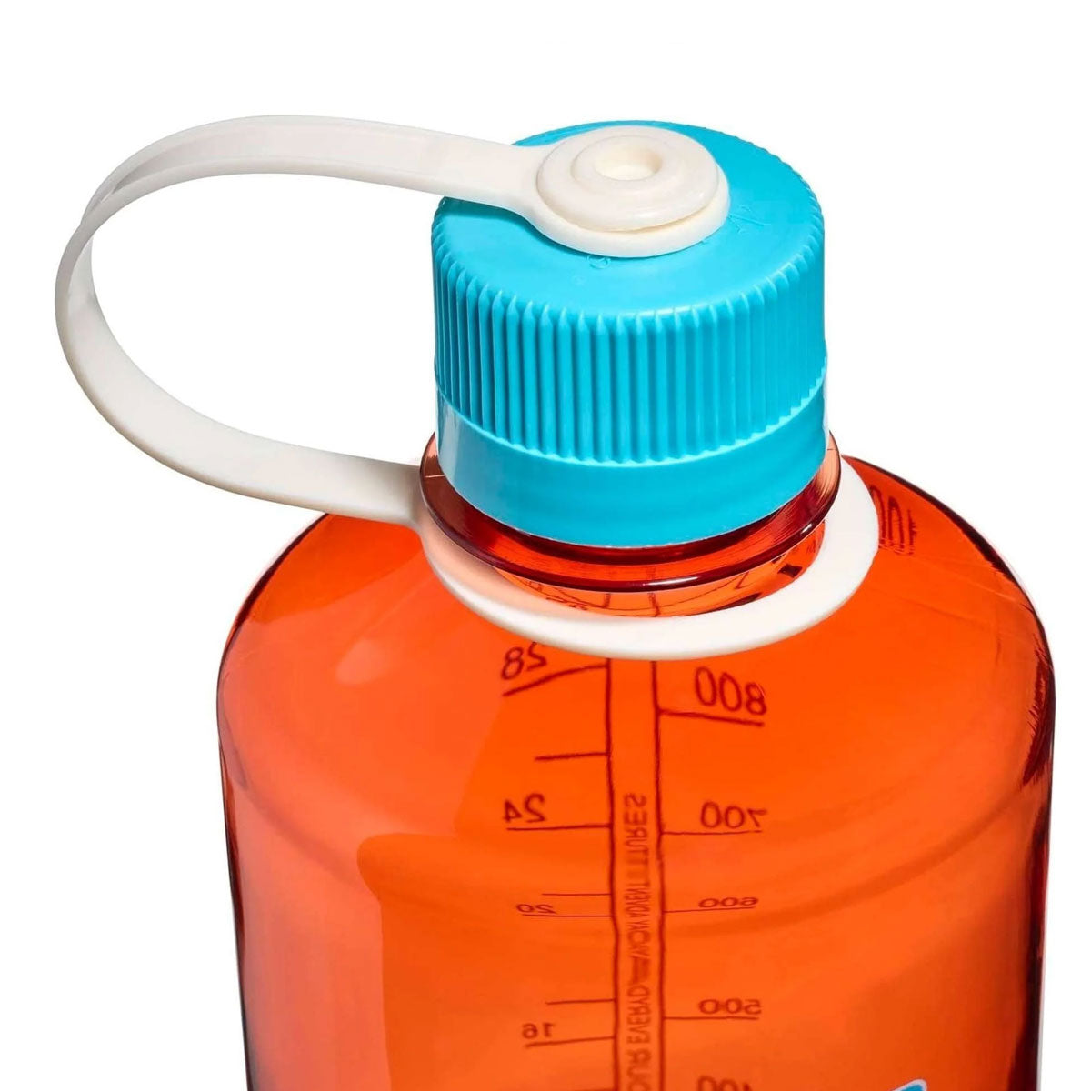 Nalgene Narrow Mouth 1L Tritan Renew Water Bottle - Flame - Blue Atoll Cap Water Bottle Nalgene