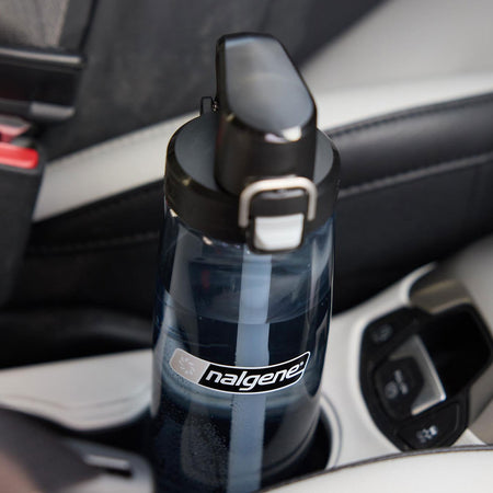 Nalgene Fresh Flow 700ml Straw Water Bottle - Grey - Black Cap Water Bottle Nalgene
