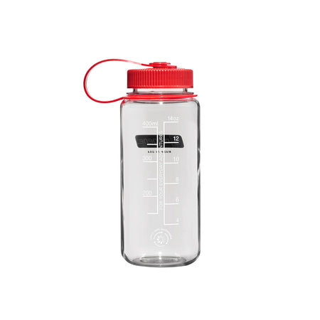 Nalgene Wide Mouth 500ml Tritan Sustain Water Bottle - Clear - Red Cap Water Bottle Nalgene