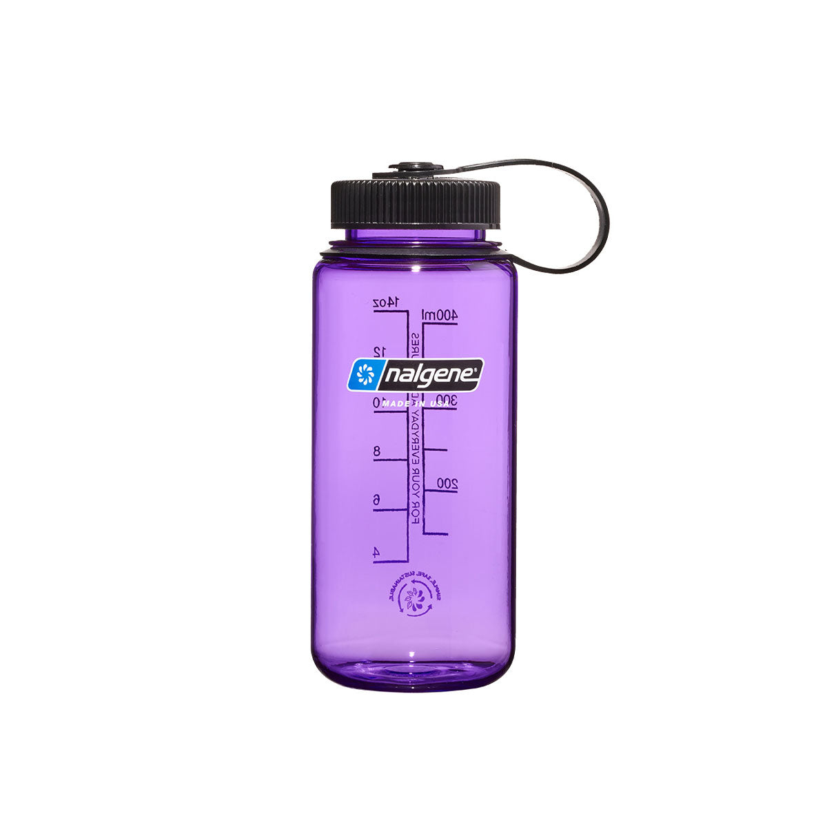 Nalgene Wide Mouth 500ml Tritan Sustain Water Bottle - Purple - Black Cap Water Bottle Nalgene