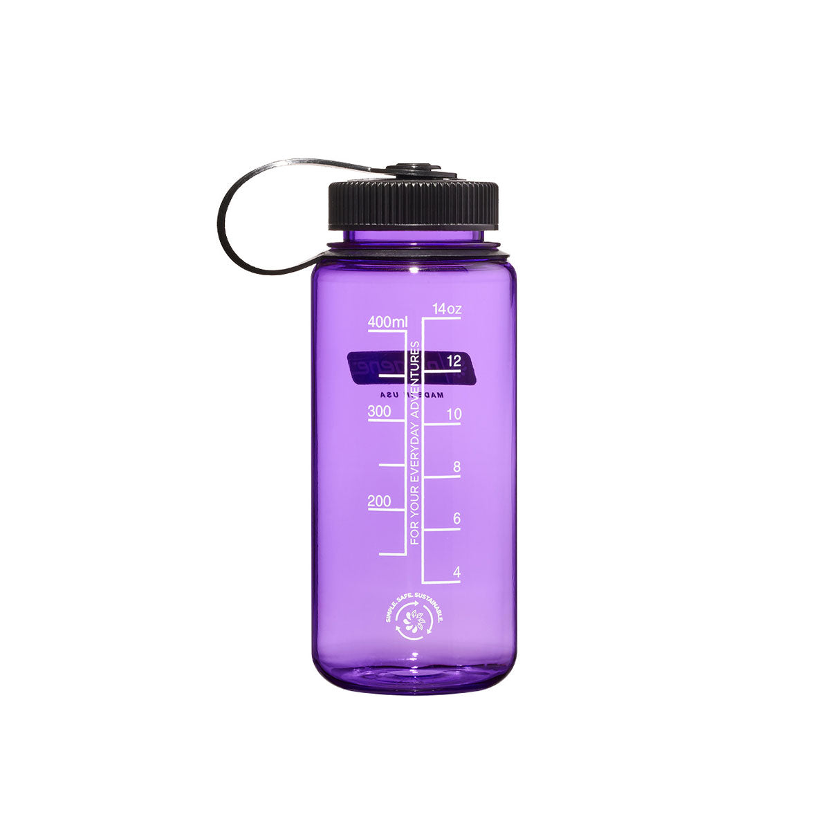 Nalgene Wide Mouth 500ml Tritan Sustain Water Bottle - Purple - Black Cap Water Bottle Nalgene